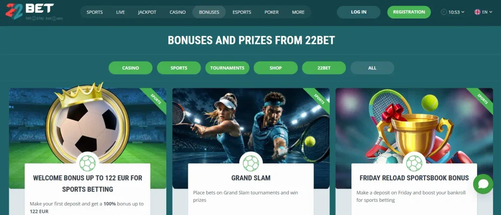 22Bet Casino Bonuses and Promotions