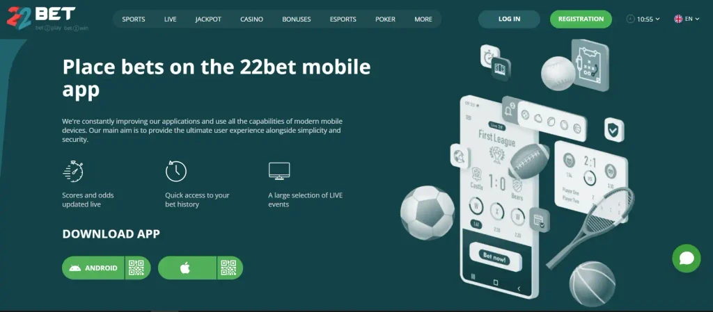 22Bet Mobile Casino and App