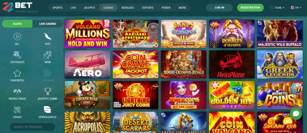 22Bet Casino Games